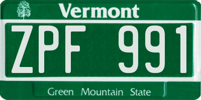 VT license plate ZPF991