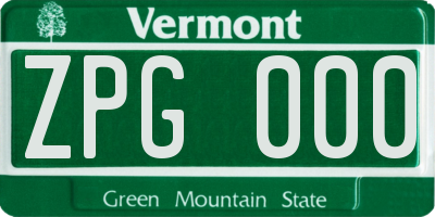 VT license plate ZPG000