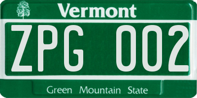 VT license plate ZPG002
