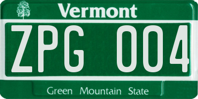 VT license plate ZPG004