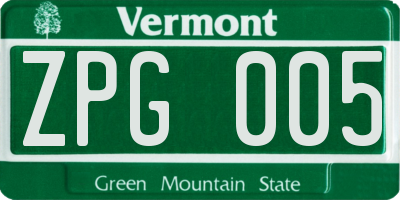 VT license plate ZPG005