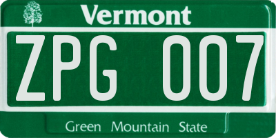 VT license plate ZPG007