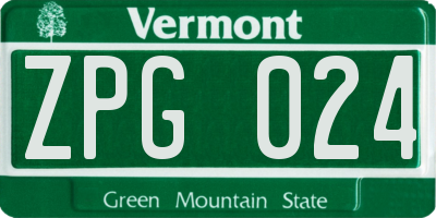 VT license plate ZPG024