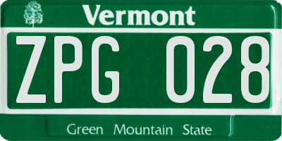 VT license plate ZPG028