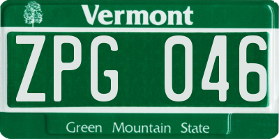 VT license plate ZPG046