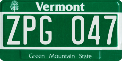 VT license plate ZPG047