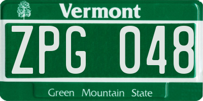 VT license plate ZPG048