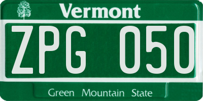 VT license plate ZPG050
