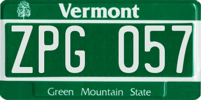VT license plate ZPG057