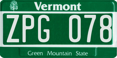 VT license plate ZPG078