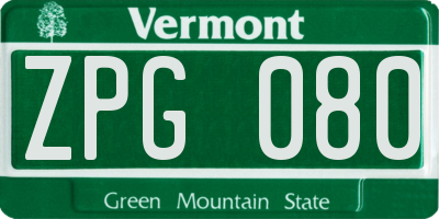 VT license plate ZPG080