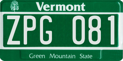 VT license plate ZPG081