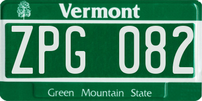VT license plate ZPG082