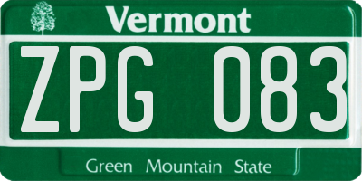VT license plate ZPG083