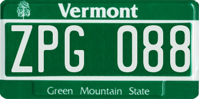 VT license plate ZPG088