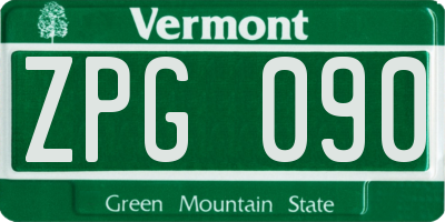 VT license plate ZPG090