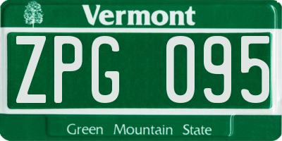 VT license plate ZPG095