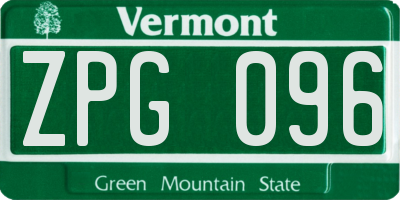 VT license plate ZPG096