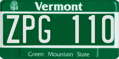 VT license plate ZPG110