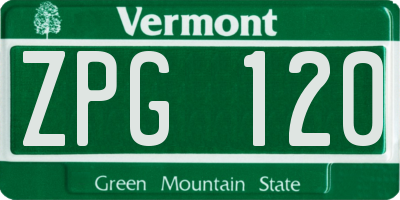 VT license plate ZPG120