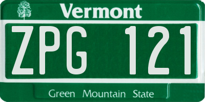 VT license plate ZPG121