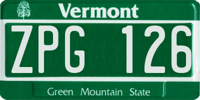 VT license plate ZPG126