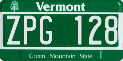VT license plate ZPG128