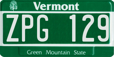 VT license plate ZPG129