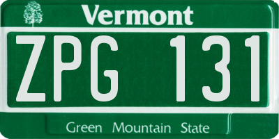 VT license plate ZPG131