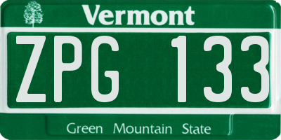 VT license plate ZPG133