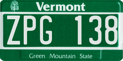 VT license plate ZPG138