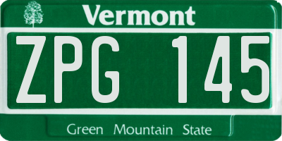 VT license plate ZPG145