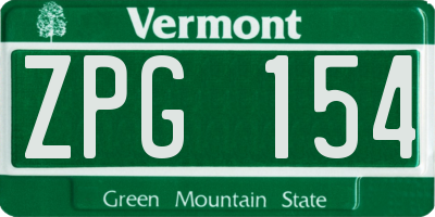 VT license plate ZPG154