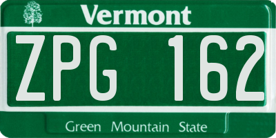 VT license plate ZPG162