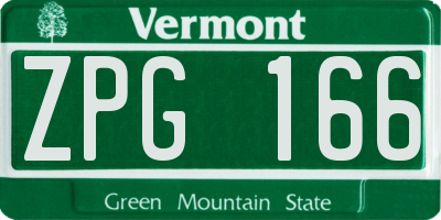 VT license plate ZPG166