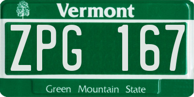 VT license plate ZPG167
