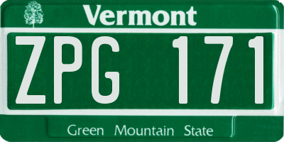 VT license plate ZPG171