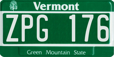 VT license plate ZPG176