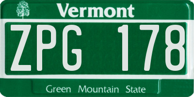VT license plate ZPG178