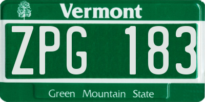 VT license plate ZPG183