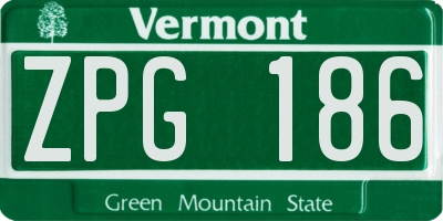 VT license plate ZPG186