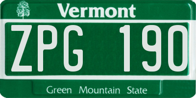 VT license plate ZPG190