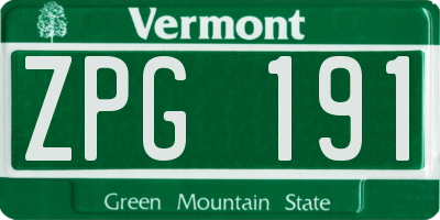 VT license plate ZPG191