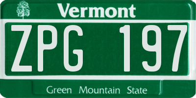 VT license plate ZPG197