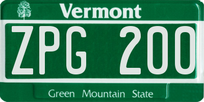 VT license plate ZPG200