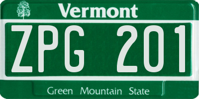 VT license plate ZPG201