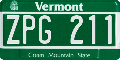 VT license plate ZPG211
