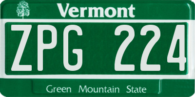 VT license plate ZPG224