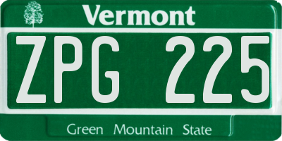 VT license plate ZPG225
