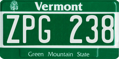 VT license plate ZPG238